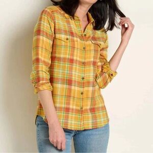 Vibrant Yellow Plaid Button-Down Shirt